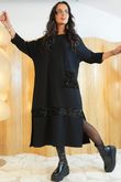 Oscar Immy Sequin Pocket Sweatshirt Dress Black